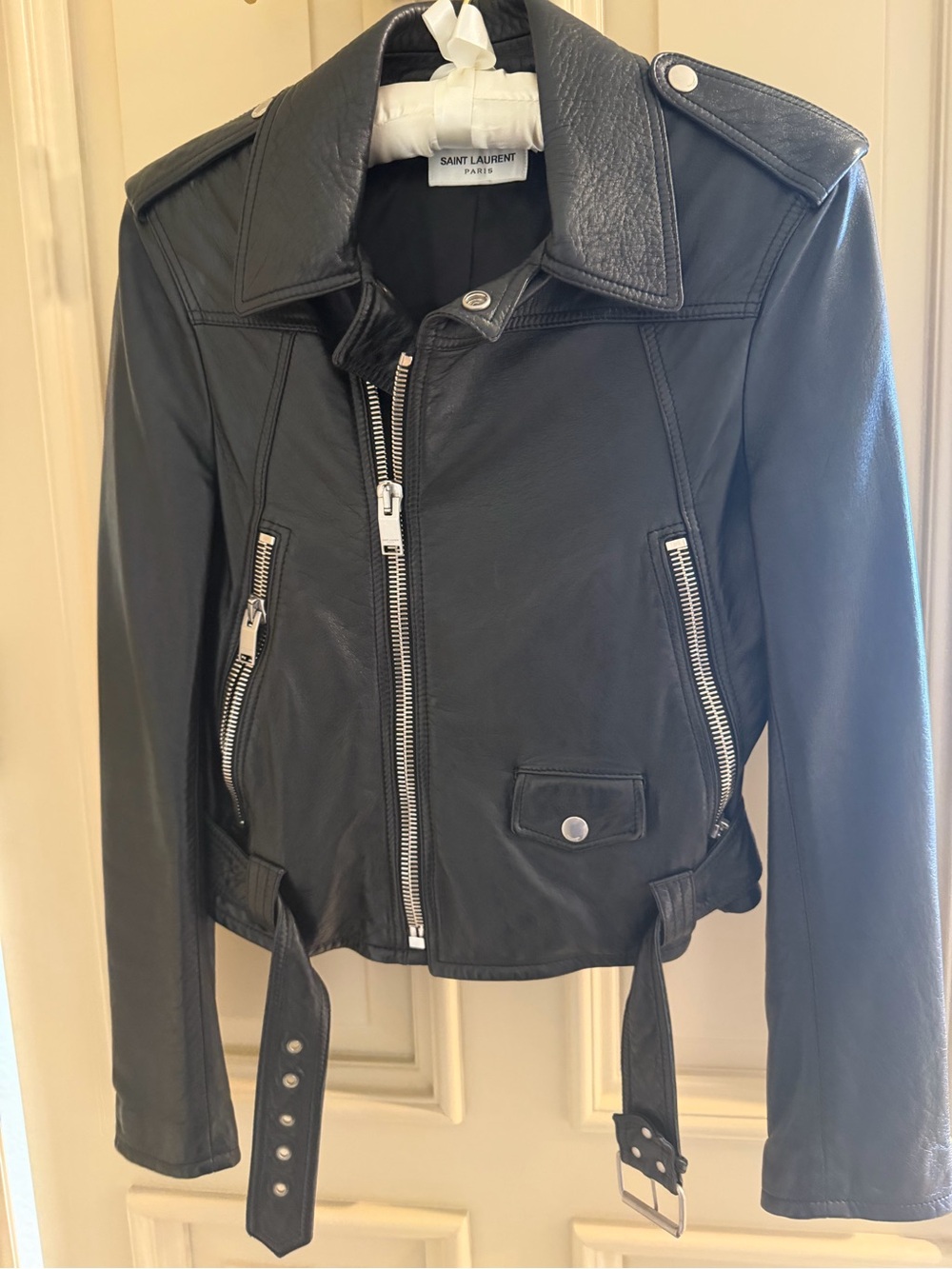 Saint Laurent Black Leather Moto Jacket